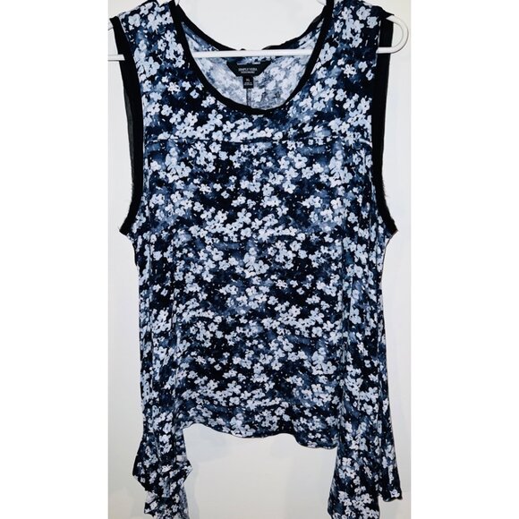 Simply Vera Vera Wang Sleeveless Floral Asymmetrical Hem Tank Top XL - Picture 1 of 3